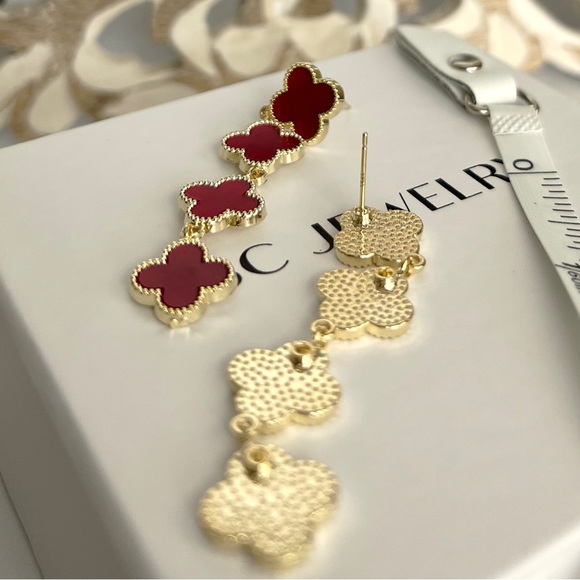 Dangle Clover Earrings 925 Sterling Silver Luxury  Jewelry - Picture 2 of 8